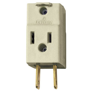 15 Amp, 125 Volt, 2-Pole, 2-Wire, Non-Grounding, Vinyl Cube Tap - Ivory