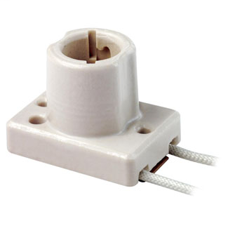 Bayonet Base, One-Piece, Keyless, HID, Glazed Porcelain Lampholder, Low Pressure Sodium, Single Circuit, Back Wired, - White