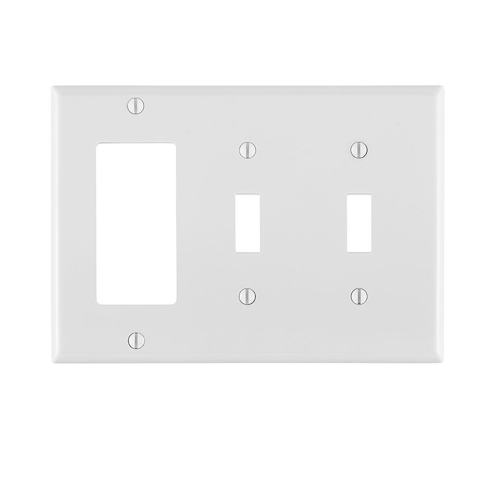 Leviton 80746-W 2-Gang 1-Duplex 1-Decora/GFCI Device Standard Size Thermoplastic Nylon White Combination Wallplate Leviton 80746-W 2-Gang 1-Duplex 1-Decora/GFCI Device Standard Size Thermoplastic Nylon White Combination Wallplate
