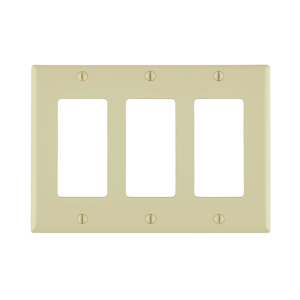 3-Gang Decora/GFCI Device Decora Wallplate/Faceplate, Standard Size, Thermoplastic Nylon, Device Mount, - Ivory