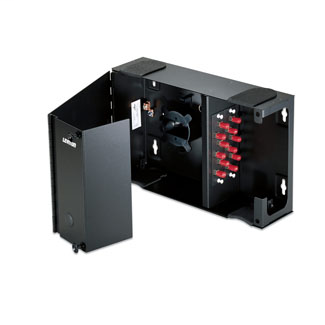 Product image for Leviton 5W120-N 13 x 3.5 x 8 Inch Powder Coated Black 16 Gauge Steel Small Wall Mount Unloaded Fiber Optic Enclosure