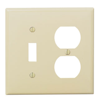 Leviton 80705-I 4.56 x 0.22 x 4.5 Inch 2-Gang Smooth Ivory Thermoplastic Nylon Device Mount Standard Combination Wallplate Leviton 80705-I 4.56 x 0.22 x 4.5 Inch 2-Gang Smooth Ivory Thermoplastic Nylon Device Mount Standard Combination Wallplate