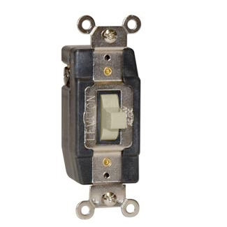 3 Amp, 24 Volt AC/DC, Toggle Double-Throw Ctr-OFF Momentary Contact Single-Pole AC Quiet Switch, Industrial Grade, Grounding, Back & Side Wired - Ivory