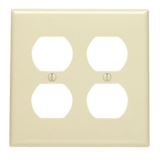 2-Gang, 2-Duplex, Receptacle Wallplate, Standard Size, Thermoplastic Nylon, Device Mount. Ivory