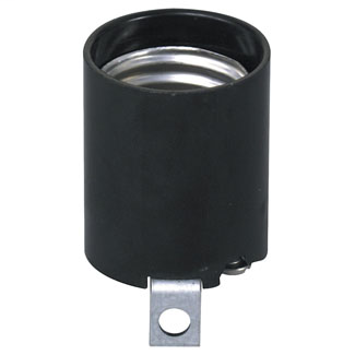 Medium Base, One-Piece, Keyless, Incandescent, Phenolic Lampholder, Bracket Mount, Single Circuit, Back Wired, - Black