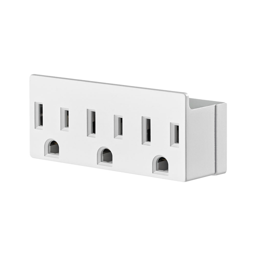 15 Amp, 125 Volt, NEMA 5-15R, 2-Pole, 3-Wire, Grounded Single-to-Triple Adapter, 3 Straight or Angle Plugs Accepted - White