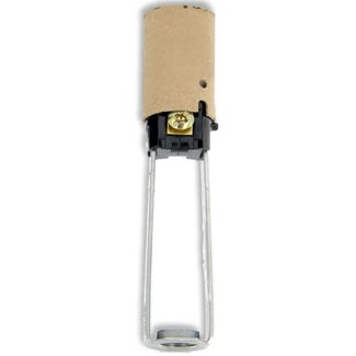 Incandescent lampholder, candelabra socket, 75W-125V, with 6-32 terminal screws, double leg bracket with female inside extrusion 1/8-27 thread, 3 7/8 inches overall height from end of bracket to end of lining. Lining BULK.