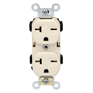 Leviton 5824-I 250 Volt 20 Amp 2-Pole 3-Wire NEMA 6-20R 2 Hp Ivory Nylon Narrow Straight Blade Duplex Receptacle Leviton 5824-I 250 Volt 20 Amp 2-Pole 3-Wire NEMA 6-20R 2 Hp Ivory Nylon Narrow Straight Blade Duplex Receptacle