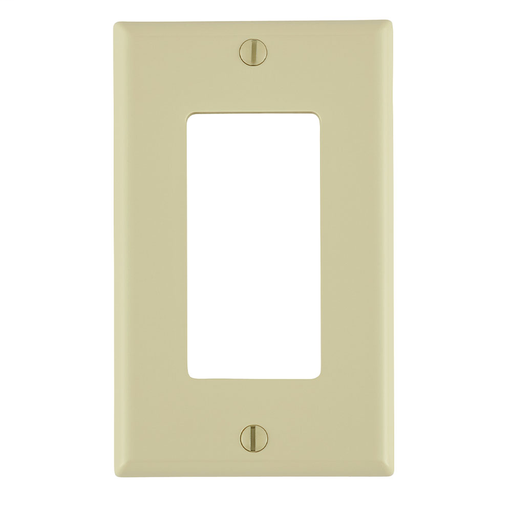 1-Gang Decora/GFCI Device Decora Wallplate/Faceplate, Standard Size, Thermoplastic Nylon, Device Mount, - Ivory