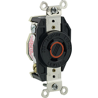 Leviton 2360 125/250 Volt 20 Amp 3-Pole 3-Wire NEMA L10-20R 1/2 Hp Black Nylon Non-Grounding Flush Mount Locking Receptacle Leviton 2360 125/250 Volt 20 Amp 3-Pole 3-Wire NEMA L10-20R 1/2 Hp Black Nylon Non-Grounding Flush Mount Locking Receptacle