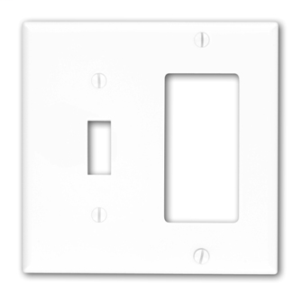 Leviton 80707-W 4.56 x 0.22 x 4.5 Inch 2-Gang Smooth White Thermoplastic Nylon Device Mount Standard Combination Wallplate Leviton 80707-W 4.56 x 0.22 x 4.5 Inch 2-Gang Smooth White Thermoplastic Nylon Device Mount Standard Combination Wallplate