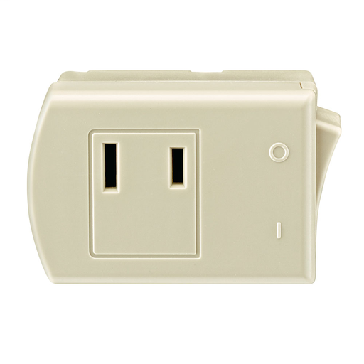 13 Amp, 125 Volt, 2-Pole, 2-Wire, Non-Grounding Plug-In Switch Tap - Ivory
