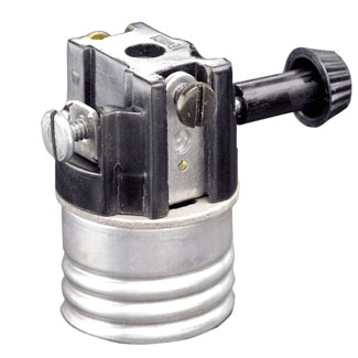 Medium Base Interior Only, Shell Incandescent Lampholder, Removeable Turn Knob, 2-Circuit, For controling two sockets -