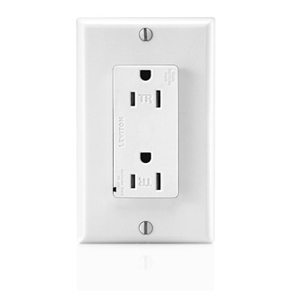 Decora Plus Surge Protective Duplex Receptacle Outlet, Commercial Specification Grade, Tamper-Resistant, 15 Amp, 125 Volt, Back or Side Wire, NEMA 5-15R, 2-Pole, 3-Wire, Self-Grounding - White