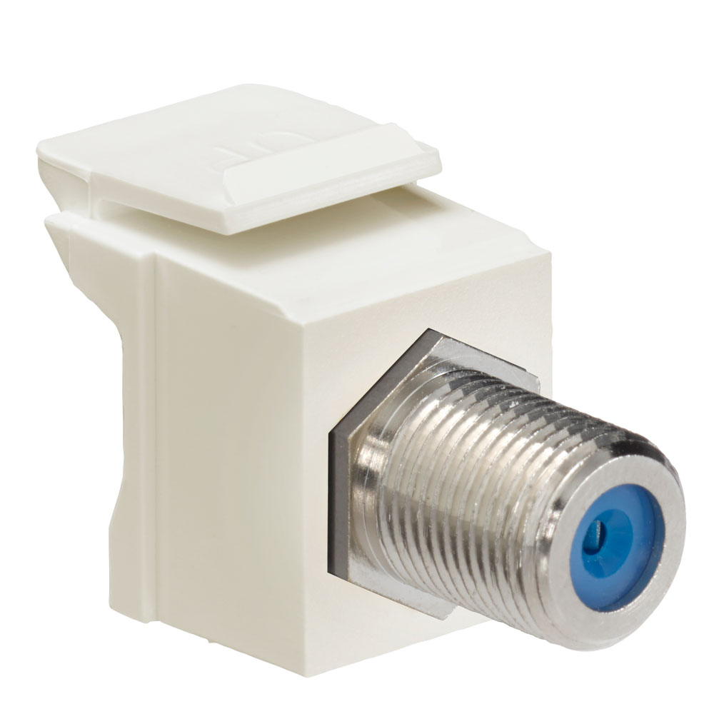 Feedthrough QuickPort F-Connector, Nickel Plated, Light Almond Housing
