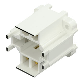 G24q-1, GX24q-1 Base, 10W 13W 4-Pin, 10mm Compact Fluorescent Lampholder, Vertical, Bottom Screw-Down, Black Color Code, , Quick-Connect 18AWG Solid or Str. Tinned - White Body