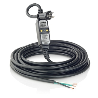 20 Amp, 120 Volt, 37 ft. Cord Set, Molded-On NEMA Plug (5-20P) and No Connector, Straight Blade, Automatic Reset GFCI Device, 12-3 SJTW Cord