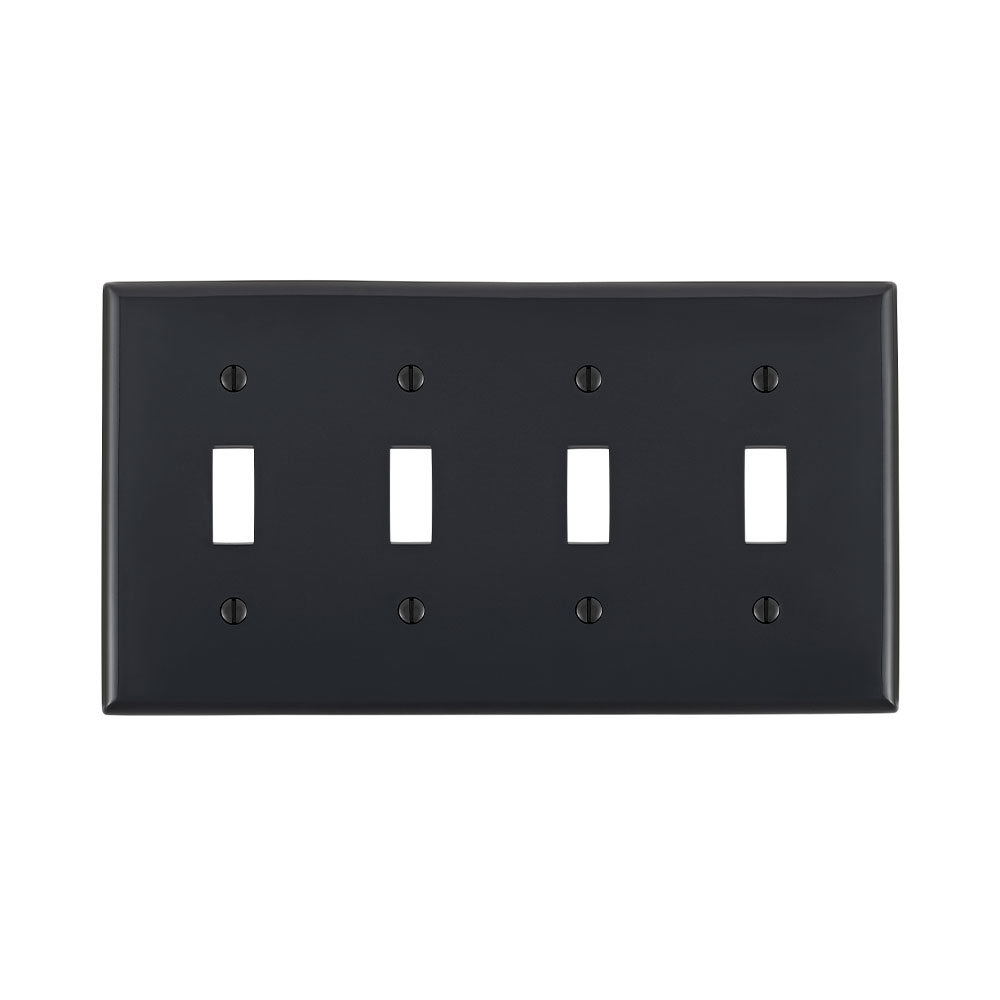 Leviton 80712-E 4-Gang Toggle Device Mount Switch Standard Size Thermoplastic Nylon Black Wallplate Leviton 80712-E 4-Gang Toggle Device Mount Switch Standard Size Thermoplastic Nylon Black Wallplate