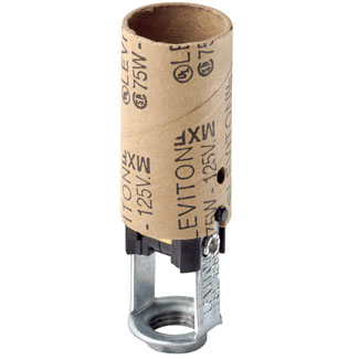 Candelabra Base, One-Piece, Keyless, Incandescent, Phenolic Lampholder, Hickey Mount, Single Circuit, Back Wired, - Black