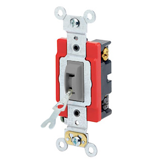 20 Amp, 120/277 Volt, Toggle Locking 4-Way AC Quiet Switch, Industrial Grade, Self Grounding, Back & Side Wired, - Gray