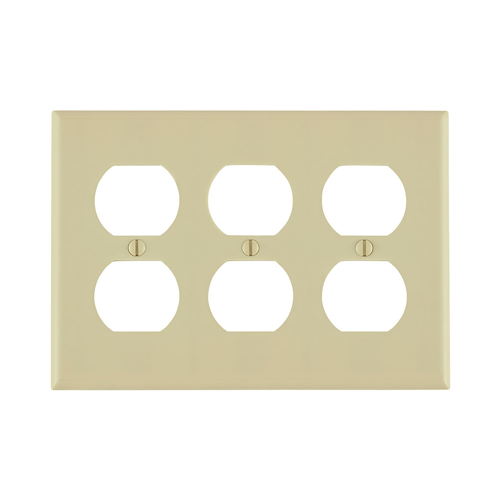 Leviton 86030 6.38 x 0.22 x 4.5 Inch 3-Gang Smooth Ivory Thermoset Device Mount Standard Duplex Receptacle Wallplate Leviton 86030 6.38 x 0.22 x 4.5 Inch 3-Gang Smooth Ivory Thermoset Device Mount Standard Duplex Receptacle Wallplate