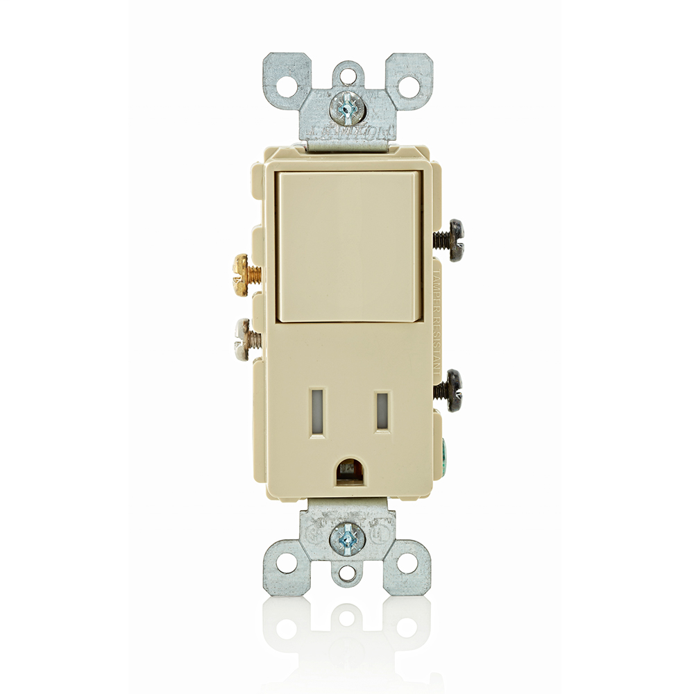 Decora Single-Pole / 5-15R Combination Switch, Ivory