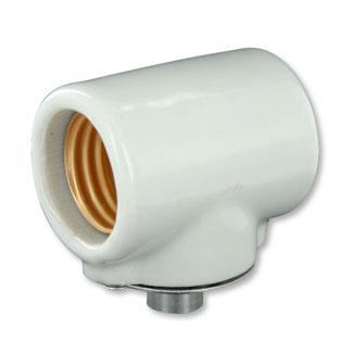 Medium Base, One-Piece, Keyless, Incandescent, Glazed Porcelain Lampholder, Side Outlet Twin, Single Circuit, Side Outlet, Dual Socket - White