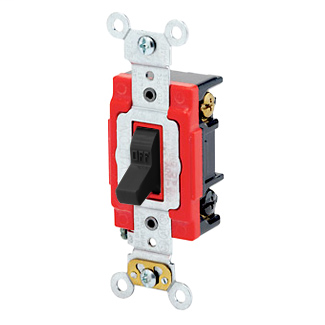 20 Amp, 120/277 Volt, Toggle 3-Way AC Quiet Switch, Extra Heavy Duty Spec Grade, Self Grounding, Back & Side Wired - BLACK