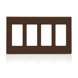 Leviton 80312 8.19 x 0.22 x 4.5 Inch 4-Gang Smooth Brown Thermoplastic Nylon Snap-On Screwless Standard Decorator Wallplate Leviton 80312 8.19 x 0.22 x 4.5 Inch 4-Gang Smooth Brown Thermoplastic Nylon Snap-On Screwless Standard Decorator Wallplate