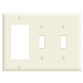 Leviton 80745-W 6.38 x 0.22 x 4.5 Inch 3-Gang Smooth White Thermoplastic Nylon Device Mount Standard Combination Wallplate Leviton 80745-W 6.38 x 0.22 x 4.5 Inch 3-Gang Smooth White Thermoplastic Nylon Device Mount Standard Combination Wallplate