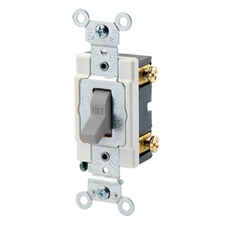 Leviton 1221-SGY 20 Amp 120/277 Volt Heavy Duty Spec Grade Grounding Gray Toggle 1-Pole AC Quiet Switch Leviton 1221-SGY 20 Amp 120/277 Volt Heavy Duty Spec Grade Grounding Gray Toggle 1-Pole AC Quiet Switch