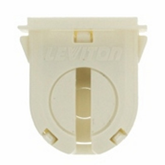 Fluorescent lampholder, dedicated T8, 16MM lamp center, small bi-pin, shunted, turn type with lamp lock, 660W-600V. UL AND CSA, slide on mounting. Bottom load. COF white. PKD: 1/polybag, 5/master carton.