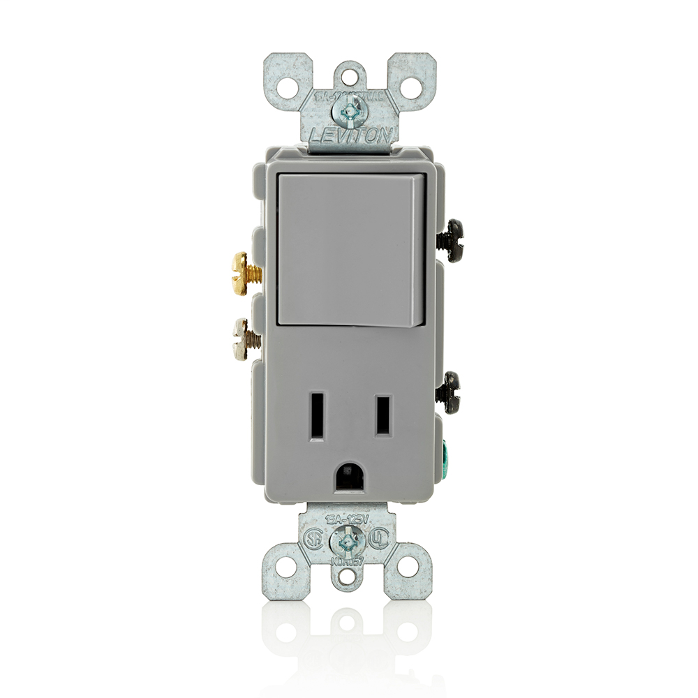 Decora Single-Pole / 5-15R Combination Switch, Gray