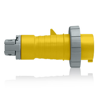 30 Amp, 125 Volt, 2P, 3W, North American-Rated Pin & Sleeve Plug, Industrial Grade, IP67, Watertight - YELLOW