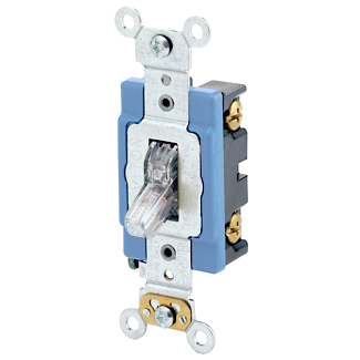 Leviton 1201-LHC 15 Amp 120 Volt Lighted Handle Illuminated OFF Self Grounding Clear Toggle 1-Pole AC Quiet Switch Leviton 1201-LHC 15 Amp 120 Volt Lighted Handle Illuminated OFF Self Grounding Clear Toggle 1-Pole AC Quiet Switch