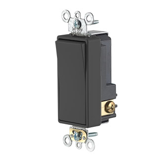 3 Amp, 24 Volt AC/DC, Switch Decora Plus Quiet Rocker, Low Voltage Single Pole, Commercial Grade, Side and Back Wired, 10-Year Limited Warranty - BLACK