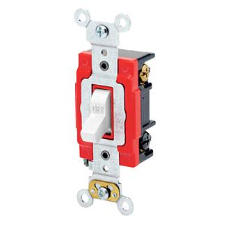 20 Amp, 120/277 Volt, Toggle 3-Way AC Quiet Switch, Extra Heavy Duty Spec Grade, Self Grounding, Back & Side Wired - WHITE