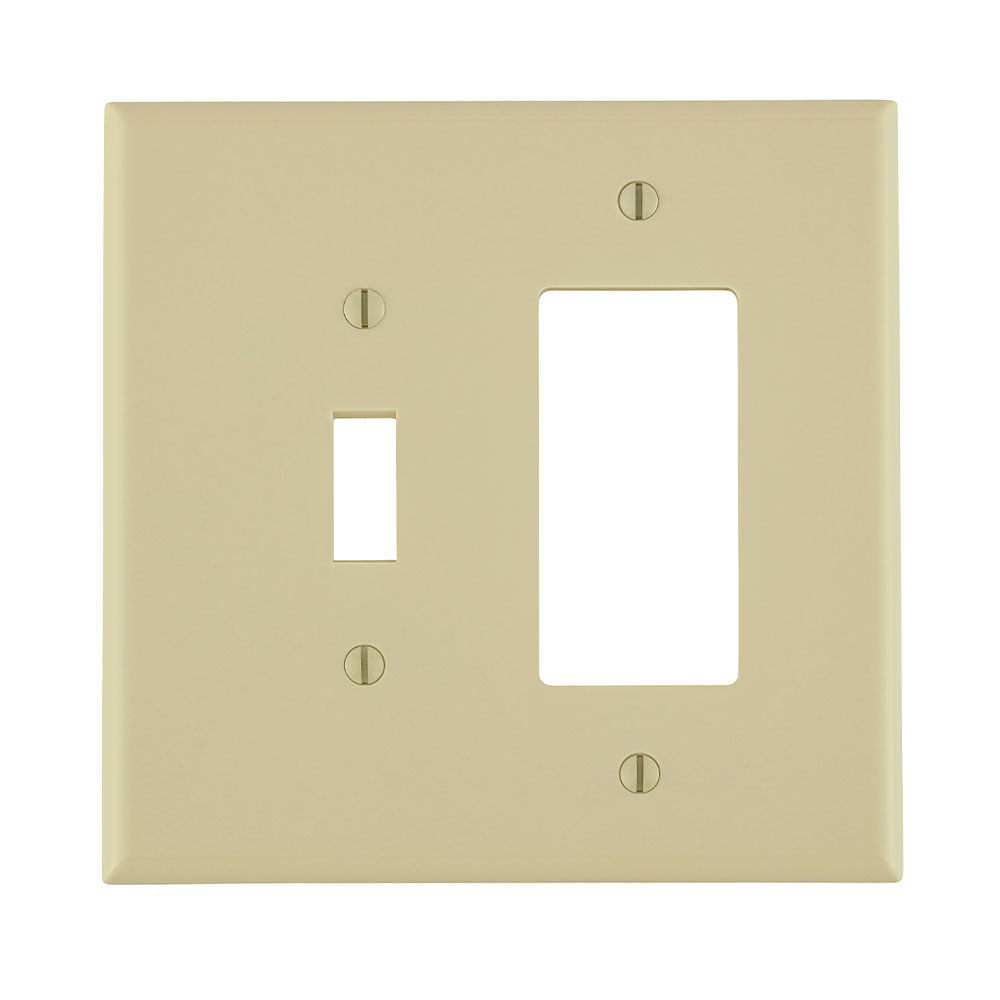 Leviton 86605 2-Gang 1-Toggle 1-Decora/GFCI Device Mount Oversized Thermoset Ivory Combination Wallplate Leviton 86605 2-Gang 1-Toggle 1-Decora/GFCI Device Mount Oversized Thermoset Ivory Combination Wallplate