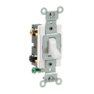 Leviton CS220-2W 120/277 VAC 20 Amp 2-Pole 2 Hp White Thermoplastic Grounding Toggle Quiet Switch Leviton CS220-2W 120/277 VAC 20 Amp 2-Pole 2 Hp White Thermoplastic Grounding Toggle Quiet Switch