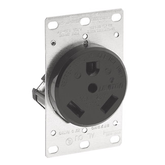 Product image for Leviton 7313 125 Volt 30 Amp 2-Pole 3-Wire NEMA TT-30R 2 Hp Black Nylon Grounding Flush Mount Straight Blade Receptacle
