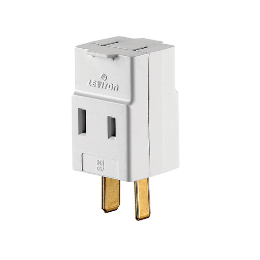 15 Amp, 125 Volt, 2-Pole, 2-Wire, Non-Grounding, Vinyl Cube Tap - White