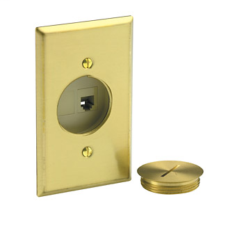 QuickPort Floor Jack Assembly, 6P6C x Blank. Assembly includes wallplate, insert, jacks, and screw cap.