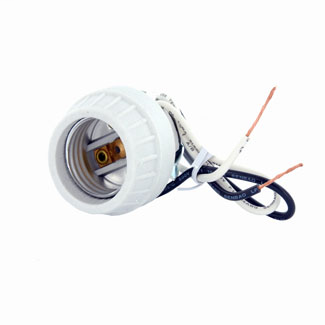 Medium Base, One-Piece, Keyless, Incandescent, Unglazed Porcelain Lampholder, Front Mount, Single Circuit, Back Wired, - White
