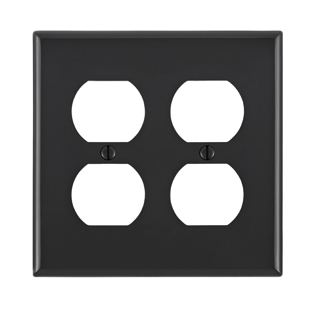 Leviton 80716-E 4.56 x 0.22 x 4.5 Inch 2-Gang Smooth Black Nylon Device Mount Standard Duplex Receptacle Wallplate Leviton 80716-E 4.56 x 0.22 x 4.5 Inch 2-Gang Smooth Black Nylon Device Mount Standard Duplex Receptacle Wallplate