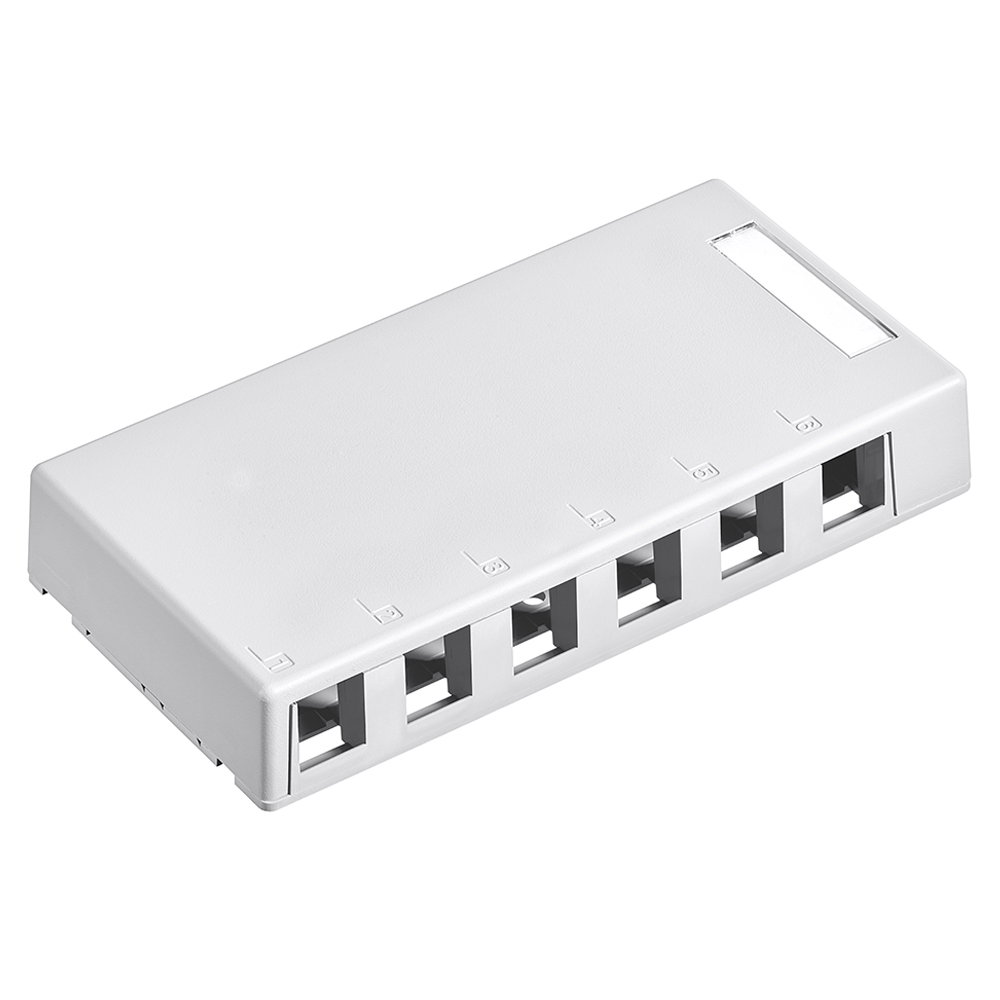 Surface-Mount QuickPort Box, 6-Port, White Surface-Mount QuickPort Box, 6-Port, White