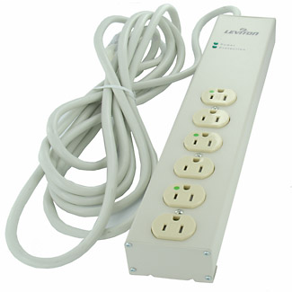 1449 3rd Edition, 125 Volt 15 Amp Surge Protected, 6-Outlet-HG Strip No Switch, 952 Joules, 15 Feet 14-3 SJT Cord Length, Aluminum Housing - BEIGE