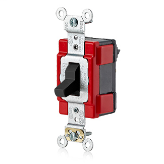 20 Amp, 120/277 Volt, 3-Way Toggle Switch, Extra Heavy Duty Specification Grade, Self Grounding, Lev-Lok Modular – BLACK