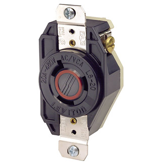 Leviton 2340 20 Amp, 480 Volt, NEMA L8-20R, 2-Pole 3 Wire Flush Mounting Locking Receptacle Industrial Grade Grounding Black Leviton 2340 20 Amp, 480 Volt, NEMA L8-20R, 2-Pole 3 Wire Flush Mounting Locking Receptacle Industrial Grade Grounding Black