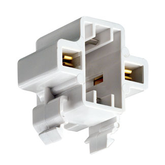 75W-600V, G23, G23-2 Base, 5W 7W 9W 2-Pin, Compact Fluorescent Lampholder, Horizontal, Snap-In, white Color Code, Quick-Connect 18AWG Solid or Str. Tinned, White Body.