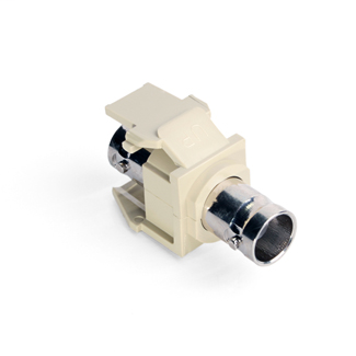 BNC Feedthrough QuickPort Connector, Nickel-Plated, 50 Ohm, Ivory Housing